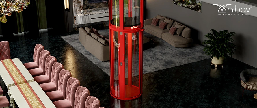 sleek and futuristic style of an air-driven lift - Nibav Lifts